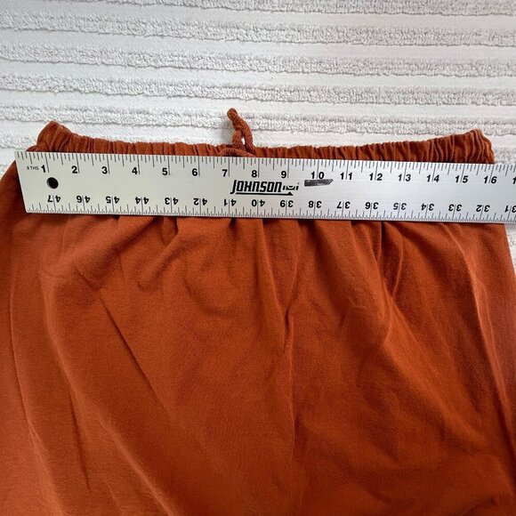 Vintage 90s Blue Fish Maxi Skirt Hand Printed Organic Cotton Size 2 Orange USA - Picture 5 of 8